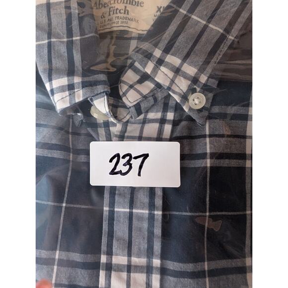 VTG Y2K Abercrombie & Fitch Mens Blue Plaid Moose Preppy Button Down Shirt XL - Picture 7 of 7